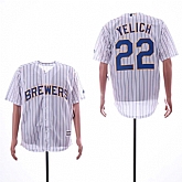 Brewers 22 Christian Yelich White Cool Base Jersey Dzhi,baseball caps,new era cap wholesale,wholesale hats